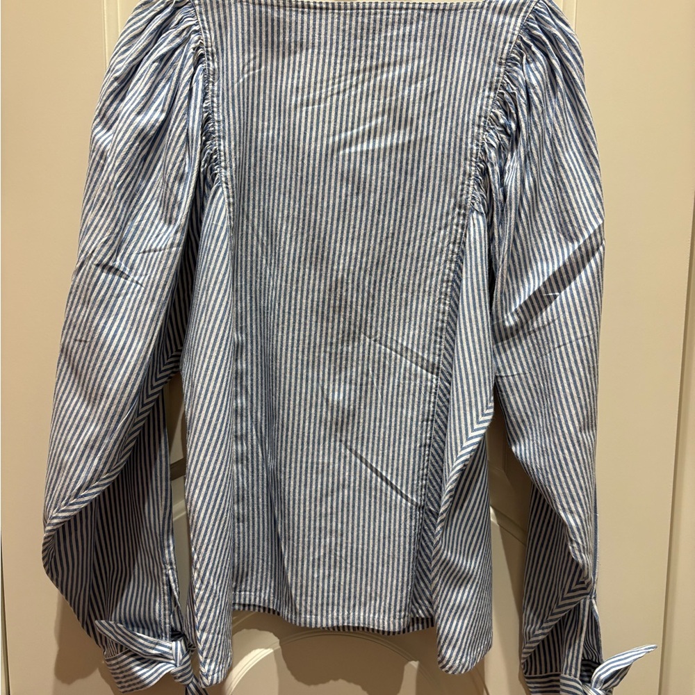 Blue and White Striped Blouse - Picture 3 of 4